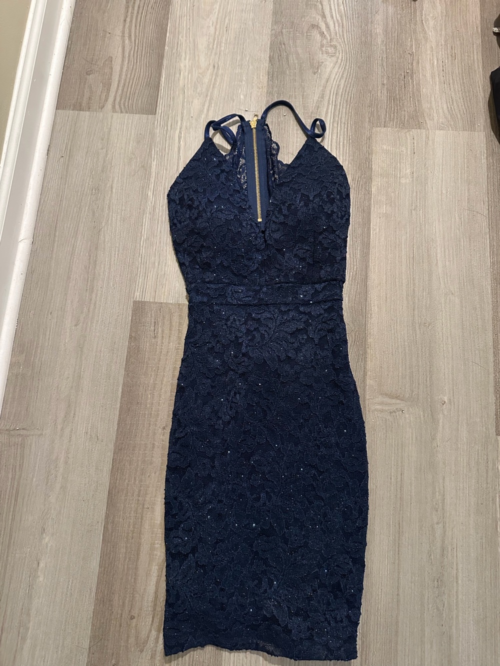 Navy Lace Sheath Dress - Sleeveless Elegant Evening Dress